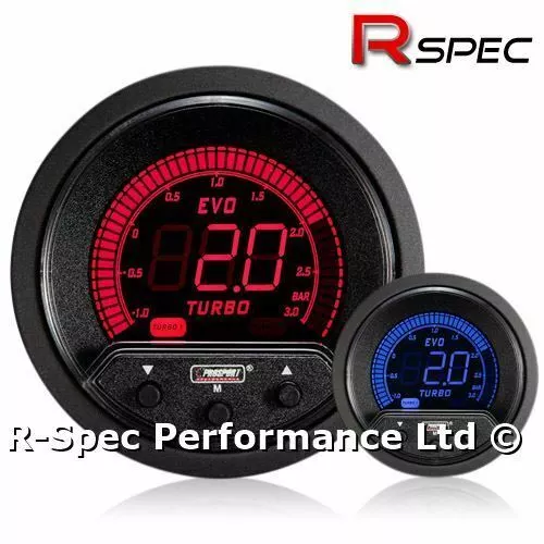 NEW 52mm Prosport EVO Red / Blue LCD 3 Bar Electronic Turbo Boost Controller Kit