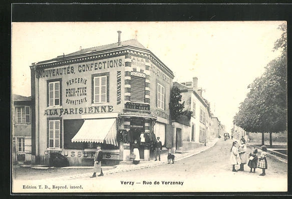 CPA Verzy, Rue de Verzenay, vue de la rue