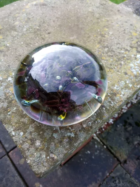 Isle of Wight Studio Glass Paperweight 100mm Diameter. Possibly Heather Series.