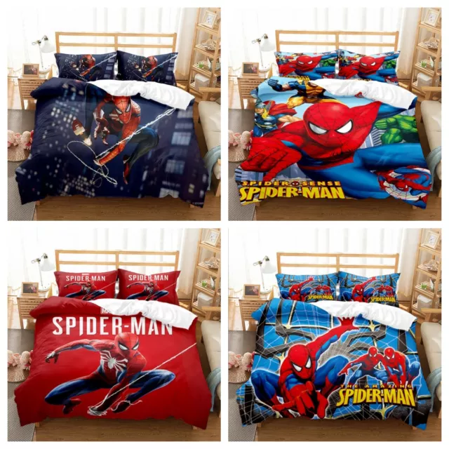 Kinder Bettwäsche Set Spiderman Bettbezug Set Kissenbezüge 135x200 200x200 3tlg