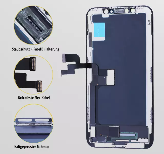 iPhone X Display RETINA PRO© OLED Ersatzbildschirm LCD INCELL TFT-Wax 3