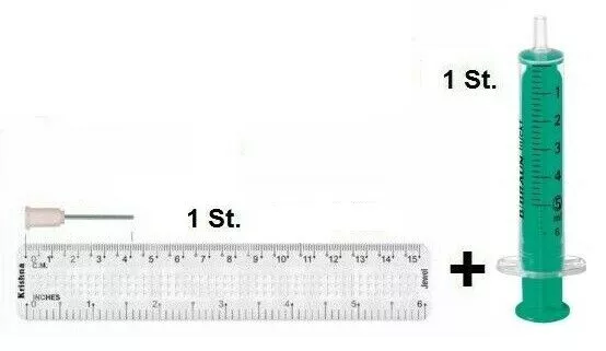 1 St. Spritzen 5 ml. + 1 St. Kanülen / extra dicke  lange stumpfe Nadel 4 cm