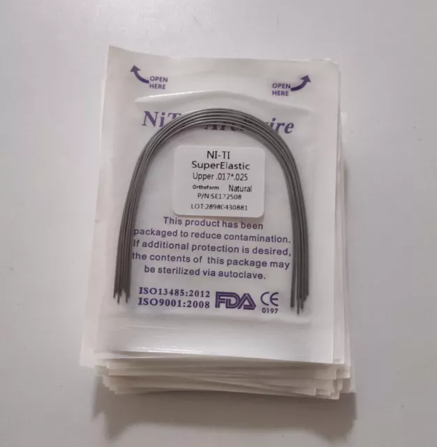 30 Packs Dental Super Elastic NITI Arch Wires Orthodontic Rectangular Natural