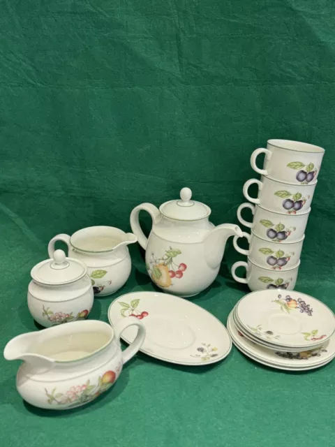 15 Pcs St Michael Ashberry Tea Set Pot Tea Cups Saucers Side Plates Sugar Bowl