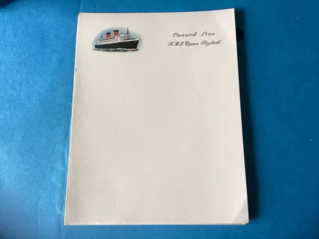 Lot of 9 Vintage Unused Cunard Line RMS Queen Elizabeth Notepad Sheets