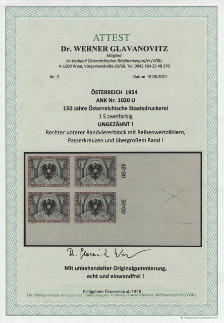 Österreich ANK 1020 PU+U MICHEL 1011 PU+U Staatsdruckerei UNGEZÄHNT SEHR SELTEN 3