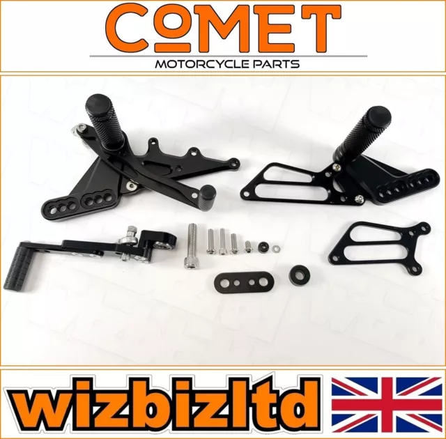 Suzuki GSXR 600 2006-2010 [Comet Adjustable Aluminum Rearset] [Black Anodized]