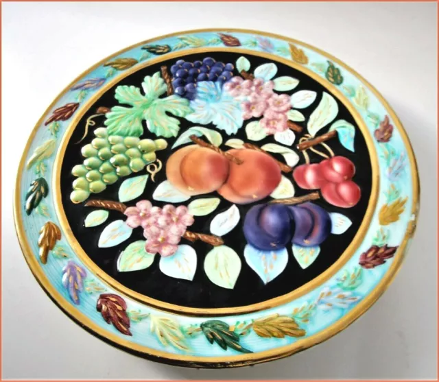 Kerina / Faience De Monaco "Beau Et Grand Plat" Signe Kerina  Decor De Fruits