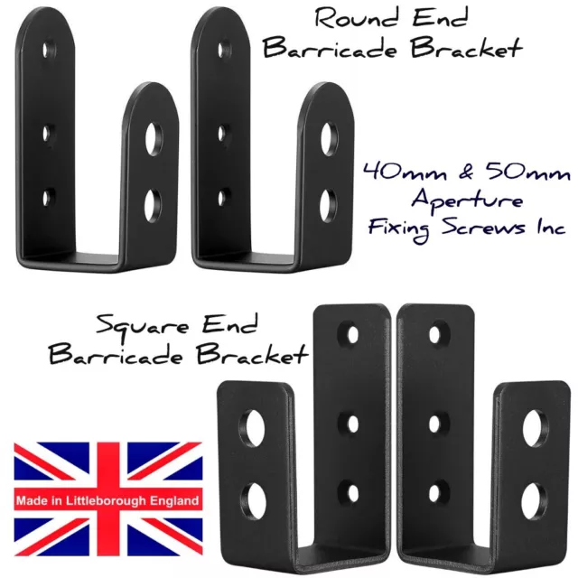 2x Door Barricade U Shaped Brackets Shed Garage Gate Round / Square End UK Made