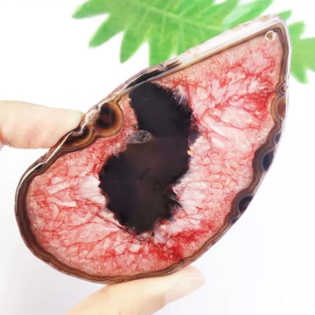 102x58x5mm Red Black Druzy Geode Agate Freeform Slice Pendant Bead B36918