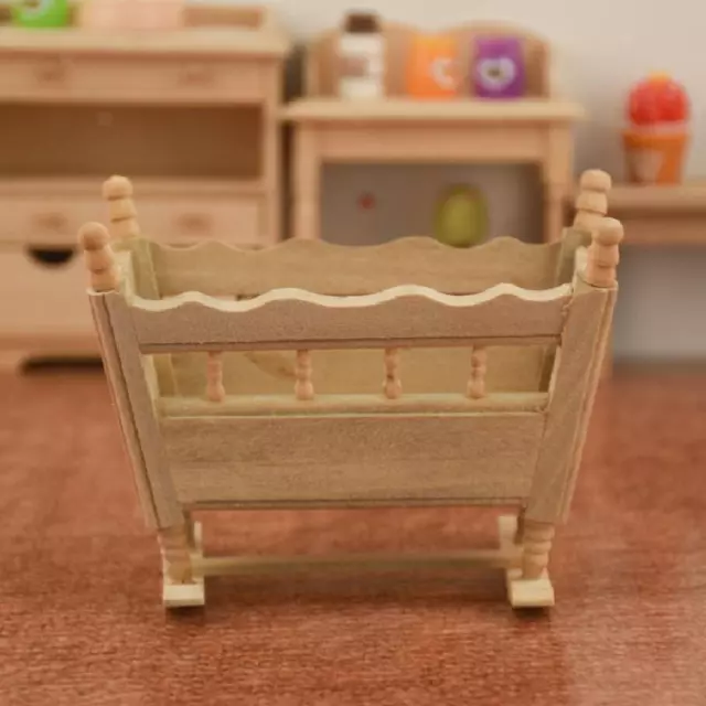 Mini lit en bois échelle 1:12, Simulation de poupée bébé, ornements de salon