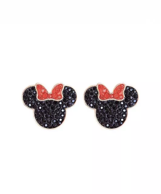 Minnie Mouse Stud Earrings Rose Gold Coated Sliver Titanium Stainless Steel