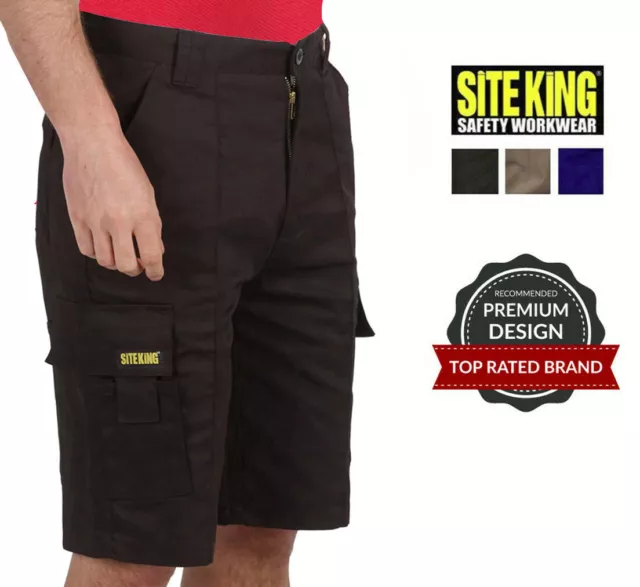 Mens Cargo Combat Work Shorts Size 28 to 52 in Black Navy Khaki By SITE KING