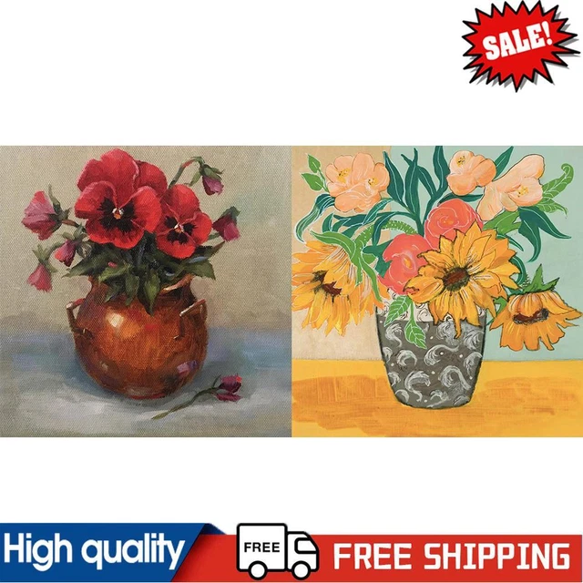 20X20cm Flowers In A Vase Frameless Oil Paint By Numbers DIY Painting Crafts Kit