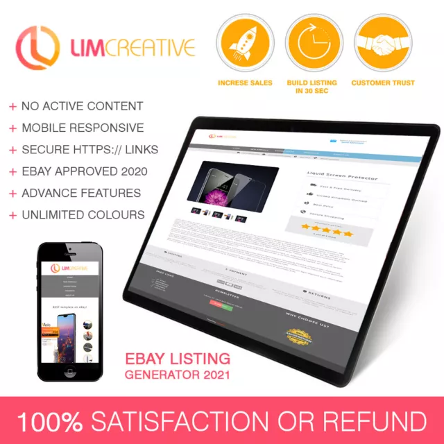 eBay Template Listing Auction Responsive mobile design html 2023 Professional