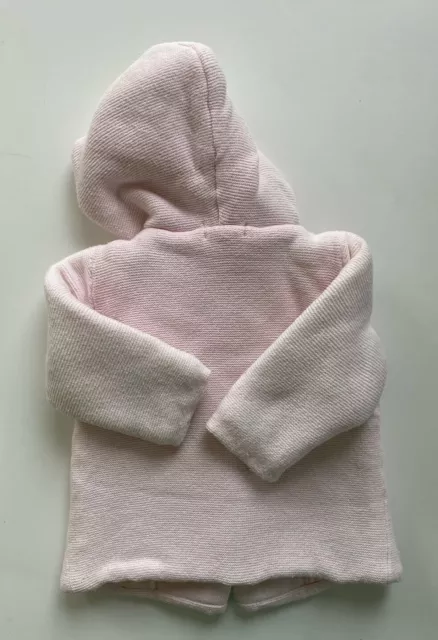 Purebaby baby girl size 0-3 months pale pink hooded thick jacket, GUC 2