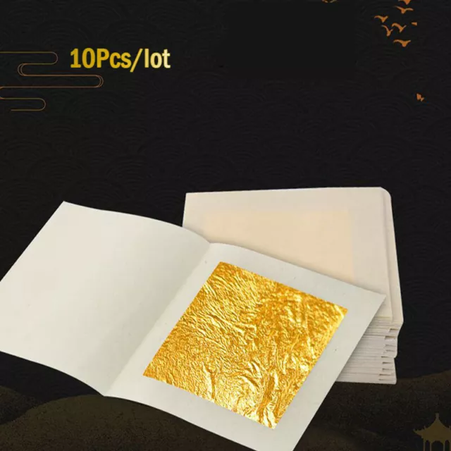 10 hojas de hoja de oro comestible de papel de oro de 24 K para hágalo usted mismo decoración de pasteles artes cra GF