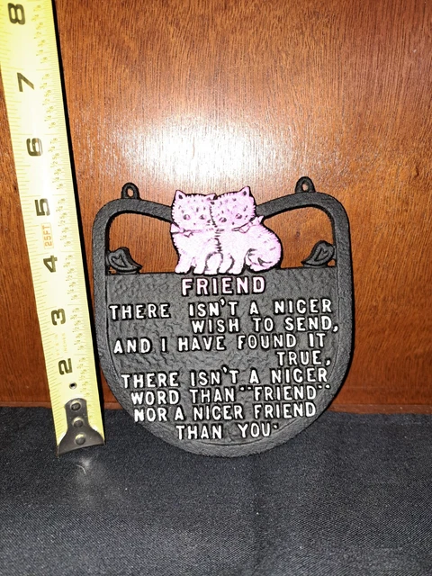 Cast Iron Trivet wall decor poem 'There isn't a nicer friend' with cat #305Bin6
