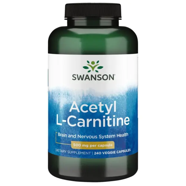 Swanson Acetilo L-CARNITINA 500MG 240 Cápsulas Vegetarianas, Cerebro Salud,