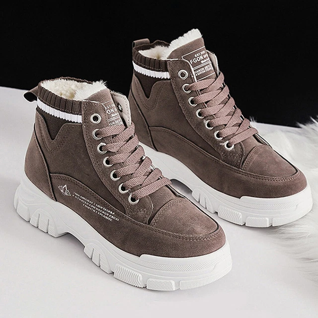 Women High-top Boots Cozy Fur Lined Snow Boots for Indoor Outdoor (Coffee 36)