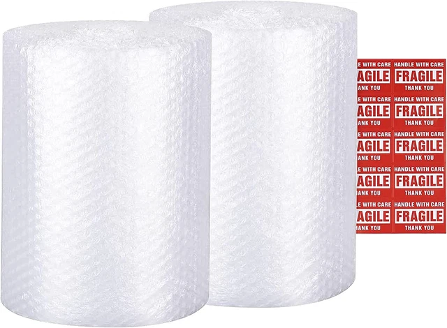 Bubble Cushioning Wrap Padding Roll 12" Wide 3/16" Perf12" 72ft 20 Free Stickers