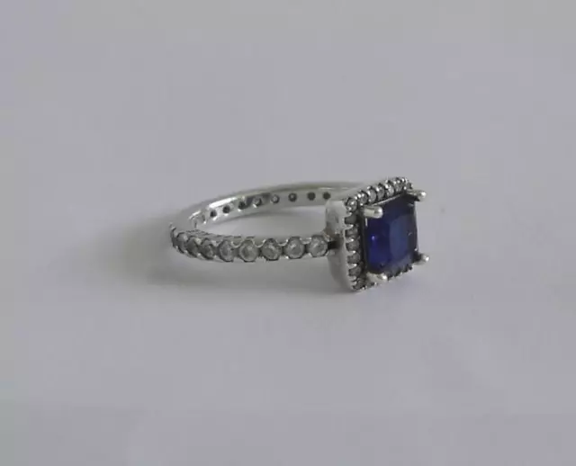 Boxed Genuine Pandora Silver Ring S925 ALE UK Ring Size L 1/2 Possibly Tanzanite