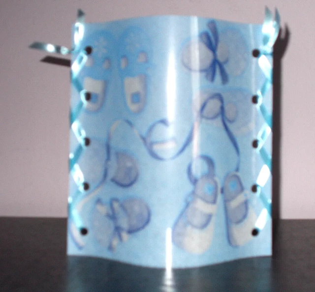 DekoWindlicht Geburt Taufe Babyshoes blau Tischlicht Mitbringsel Geschenkidee