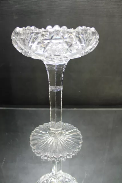 Large ABP American Brilliant Period Cut Glass Compote Zipper Stem