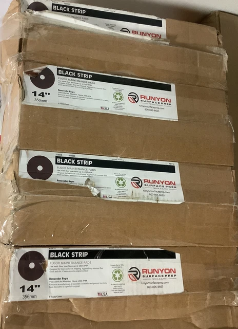 (QTY 20) RUNYON Scrubbing Floor Maintenance Pads 14" x 20" Black Strip