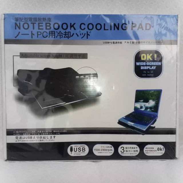 Laptop Cooling Pad USB Powered 3 Fan Notebook Cooler Stand Tray Silent