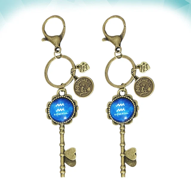 2 Pcs Pendant Keychain DIY Key Chain Accessories Metal Button 8