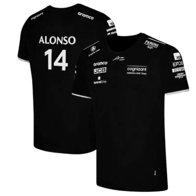 🏎 CAMISETA FERNANDO Alonso Negra 👕 Aston Martin temporada 2023 ✓ EUR  36,59 - PicClick IT
