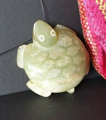 Old Chinese Carved Turtle Pendant on Cord in Pale Greenstone Jade …beautiful col 2