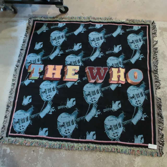 THE WHO Pete Townshend woven guitar tapestry throw blanket 49 x 49 usa made