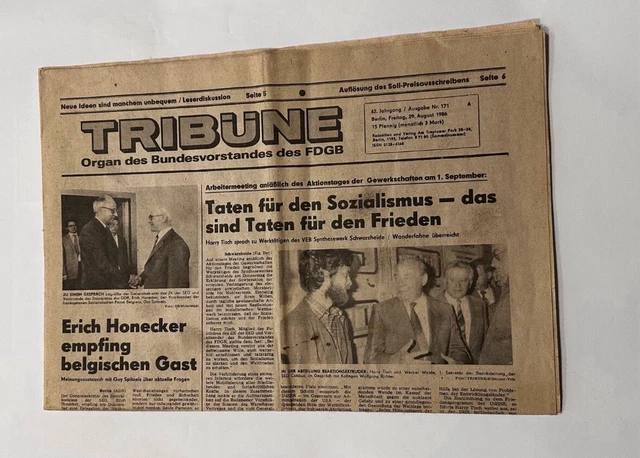 Zeitung Tribüne Nr. 171 von 1986 DDR FDGB