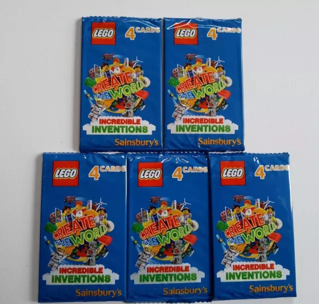 Lego Incredible Inventions Create The World Cards - 5 Sealed Packs