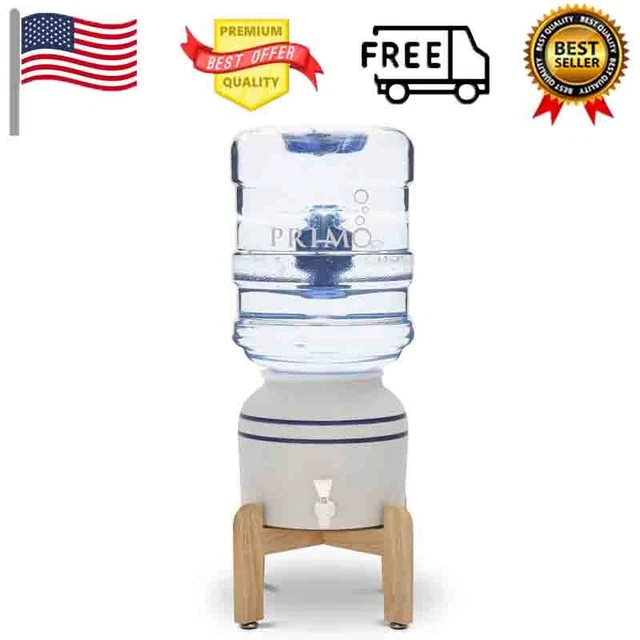 COUNTERTOP CERAMIC WATER Dispenser Top Loading w/ Wooden Stand 3 Or 5