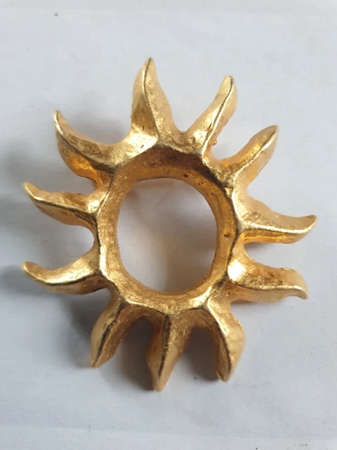 Broche Vintage Jacky De G Paris Années 80 Forme Soleil - 50x50mm, Occasion, Pièce Unique