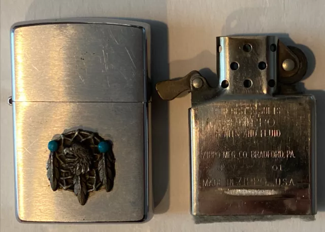 Vintage Zippo Lighter Southwest Eagle Dream catcher W/ Blue Stones 2001