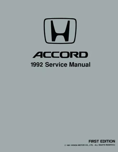 1992 Honda Accord Shop Service Repair Manual Engine Drivetrain Electrical Book