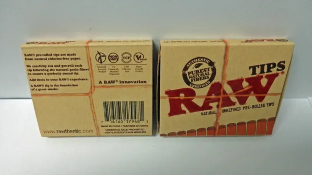 RAW PRE ROLLED TIPS x2 Packs Cigarette Filter Rolling Tips **Free Shipping** 2