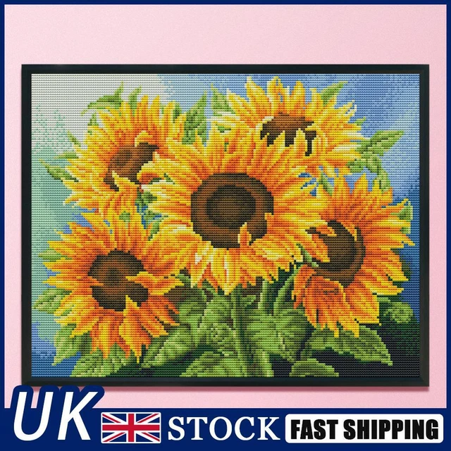 Full Cross Stitch 11CT Cotton Thread DIY Sunflower Printed Embroidery Kits Craft