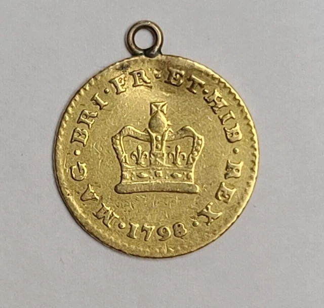 Great Britain 1798 Gold 1/3 Guinea KM 620 Looped for Suspension (Invt1783)