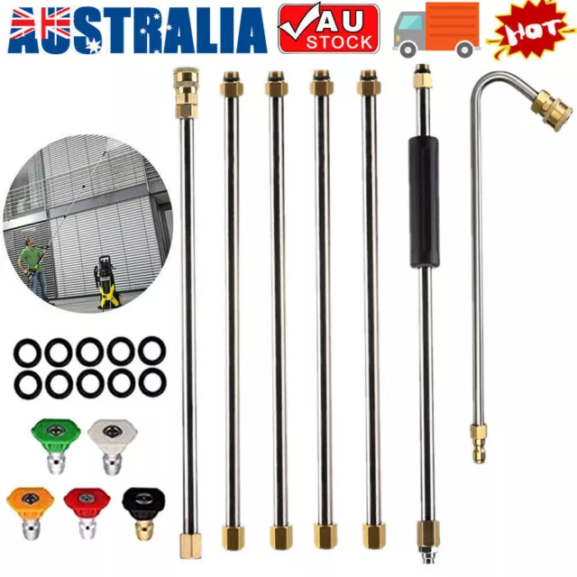 4000PSI High Pressure Washer Lance Gun Extension Wand Spray 5 Nozzles Cleaner AU 2