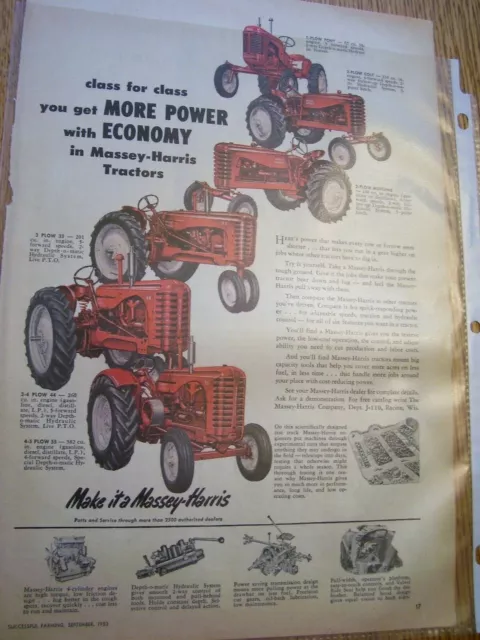 Vintage Massey Harris  Advertising -  Mh  Pony - # 55   Tractors -1953