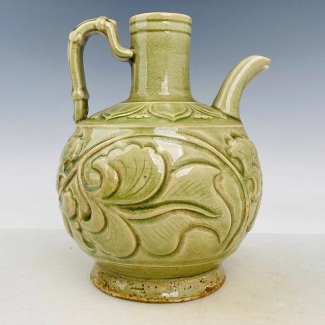 8.4" China antique the tang dynasty Floral pattern Double spouted kettle