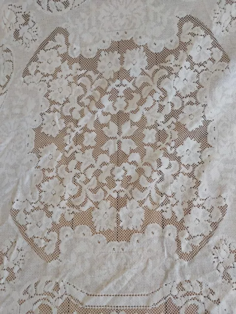 Vintage White Lace Tablecloth Mid Section 67 Inches