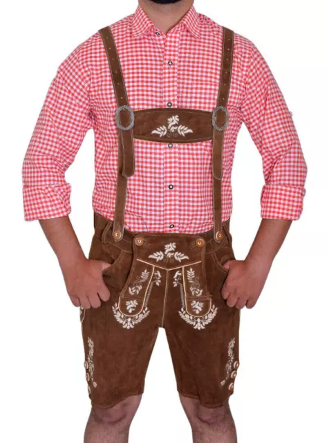 German Bavarian Oktoberfest  Trachten Lederhosen Real Leather Men Matching Short 2