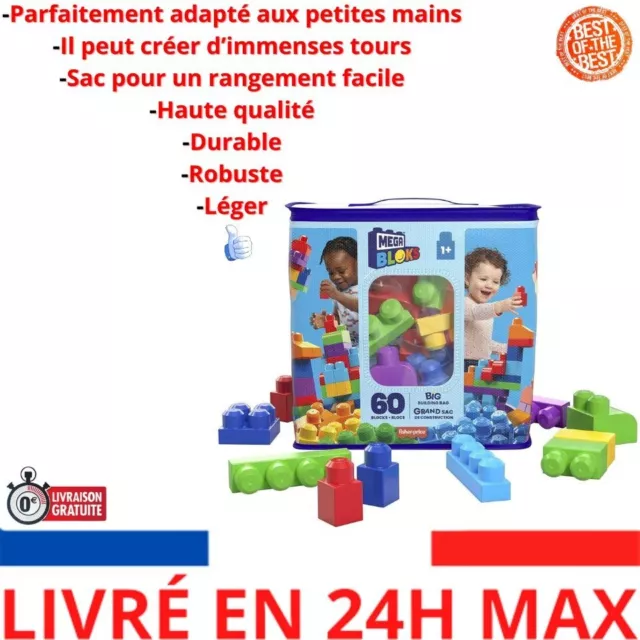 Bloks Sac Bleu, Jeu De Blocs De Construction, 60 Pièces, Jouet Bébé Et Enfant Fr