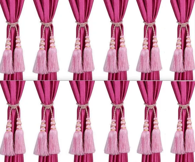 Beautiful Polyester Curtain Tassels Tiebacks Pink for home decor set of 12 Pcs 4